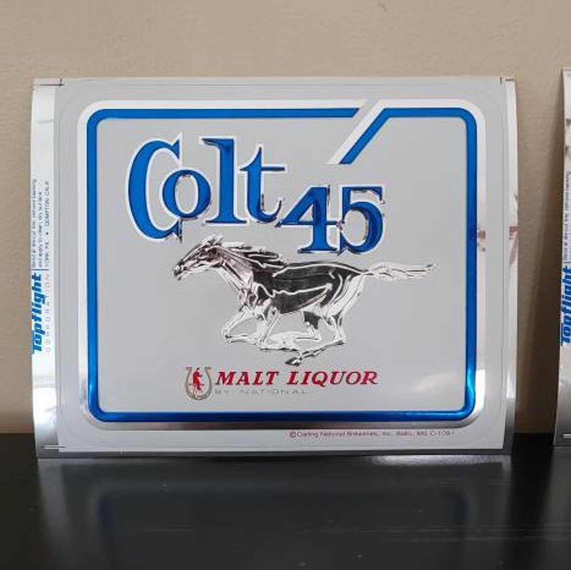 Vintage Colt 45 Malt Liquor Sticker Sign Die cut metallic Etsy