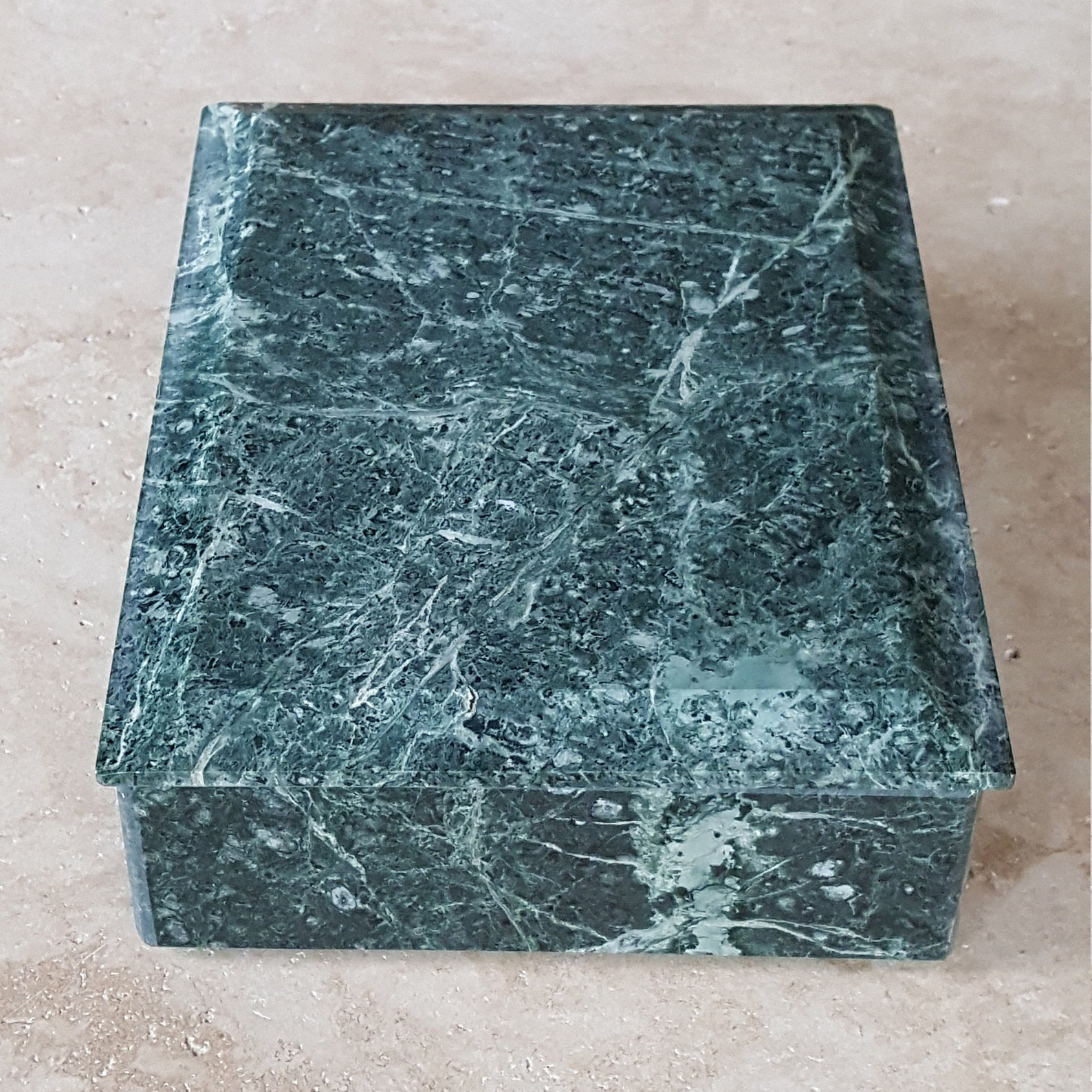 Dark Green Soapstone Trinket Box Hamilton Gifts Ltd. 1987 Etsy