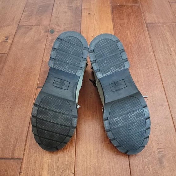 Olive Green Canvas Patchwork Combat Boots Size 8.5 - image 7