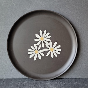 Mid Century Modern Round Couroc Daisy Tray Brass Wood Inlay Monterey California