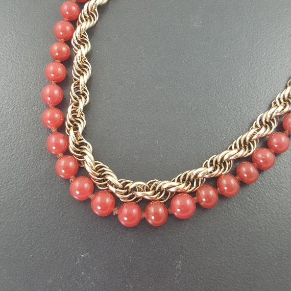 Vintage Bergere Carnelian Necklace gold plated go… - image 2