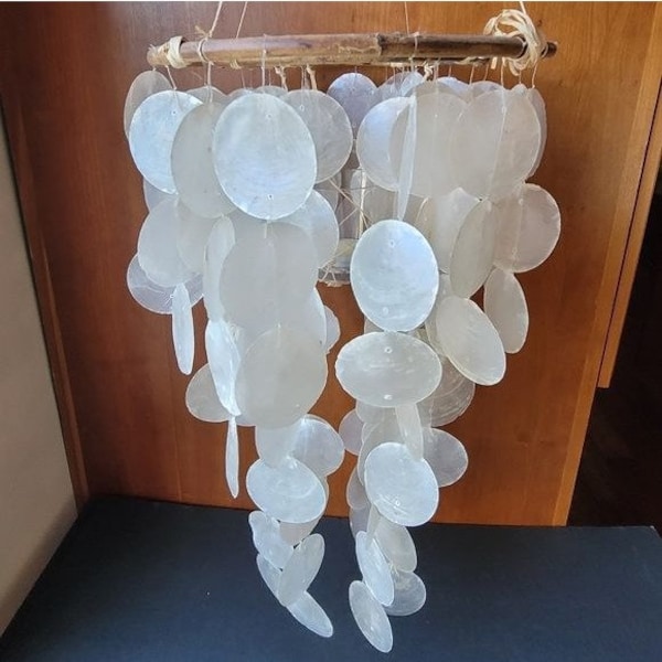 Large Capiz Shell Chandelier Wind Chime Hanging Seashell Candelabra