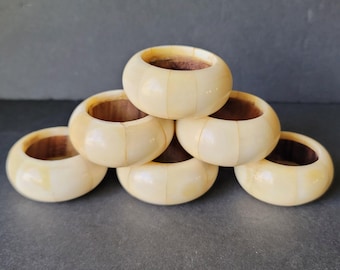 Juego de 6 servilleteros de hueso vintage