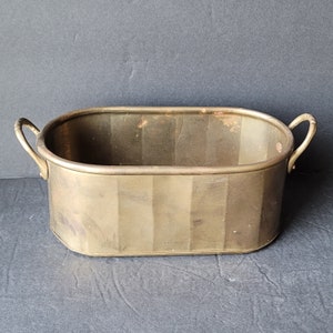 Vintage Oval Brass Planter with Handles Plant Pot Cachepot