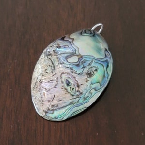 Large Genuine Rainbow Abalone Shell Pendant Paua Shell