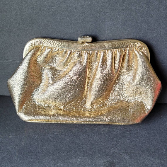 Vintage Gold Metallic Crinkled Clutch