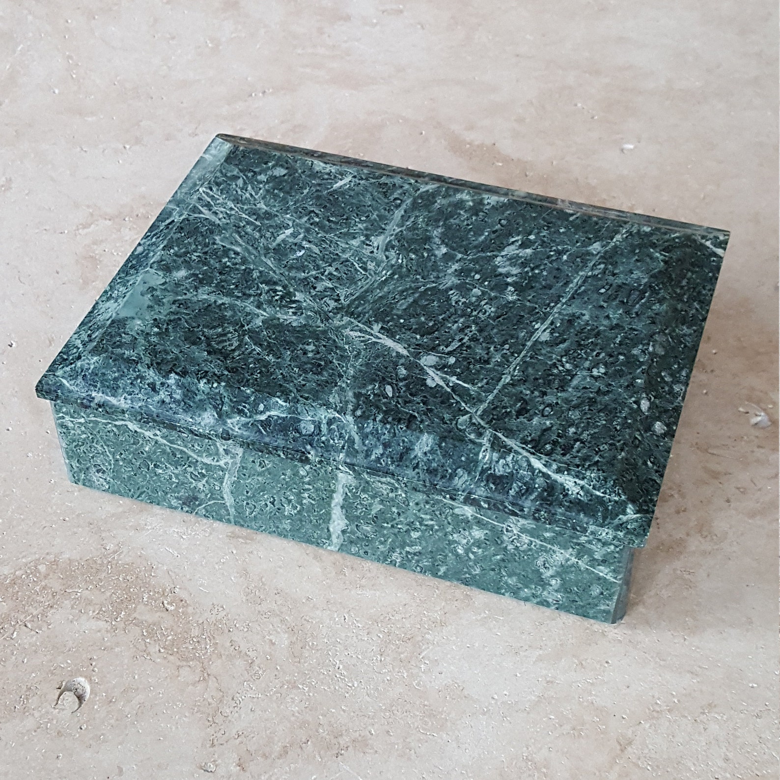 Dark Green Soapstone Trinket Box Hamilton Gifts Ltd. 1987 Etsy