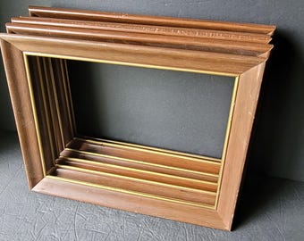 Vintage Rectangle Wood Frame with Gold Lip Gallery Photo Wall 9x12 Photo