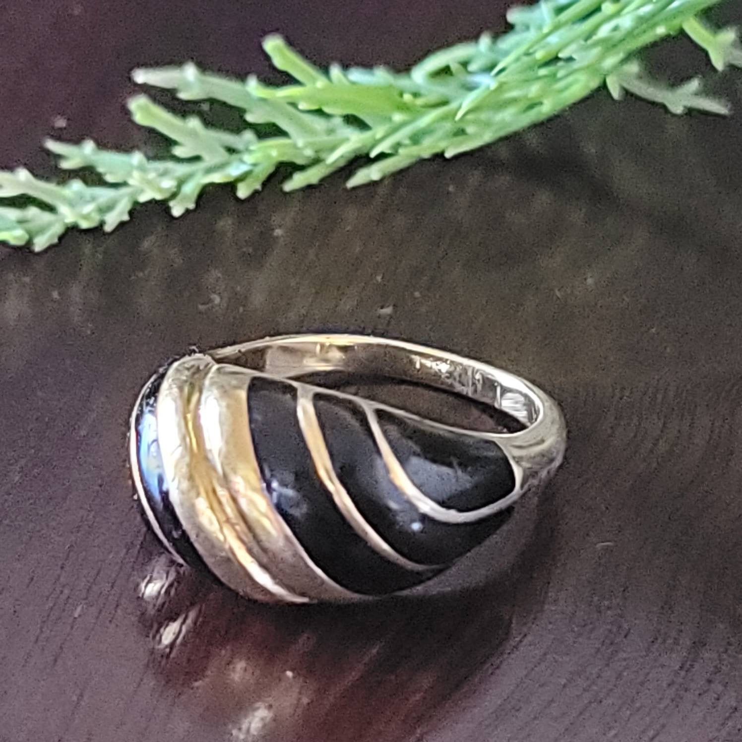 Big Black Enamel Rings For Women Gold Vintage Chunky Statement Cocktail...