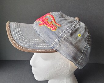 Vintage Y2K True Religion Distressed Blue Denim Baseball Cap Hat