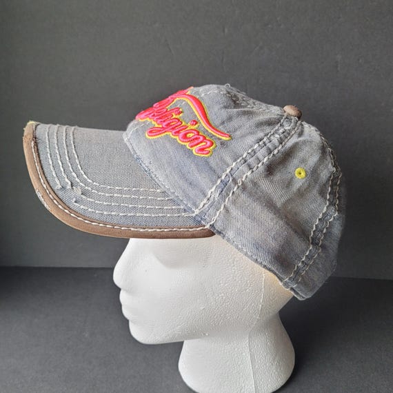 Vintage Y2K True Religion Distressed Blue Denim Baseball Cap Hat