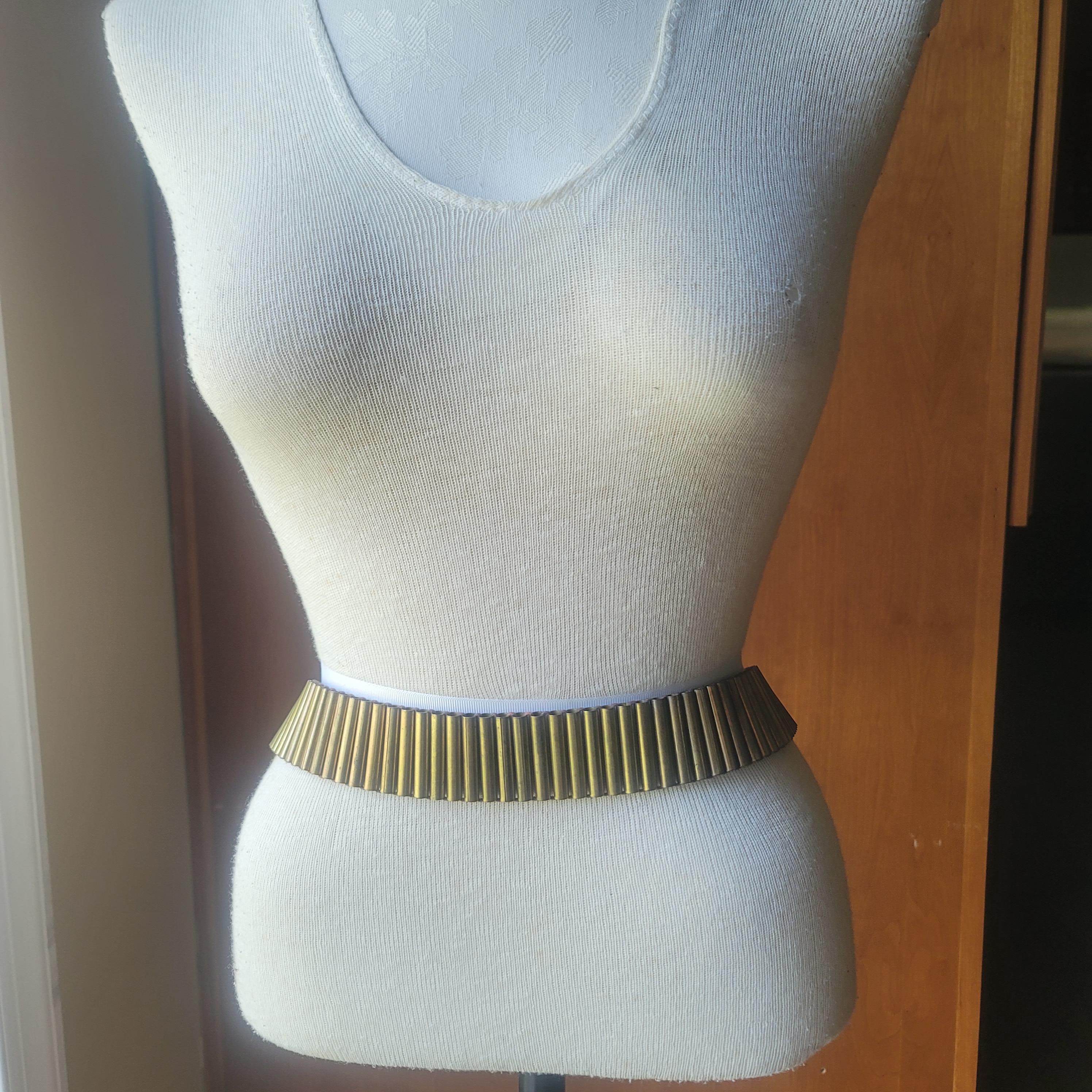 Vintage Brown Leather and Brass Tube New York & Company Belt  display picture 1