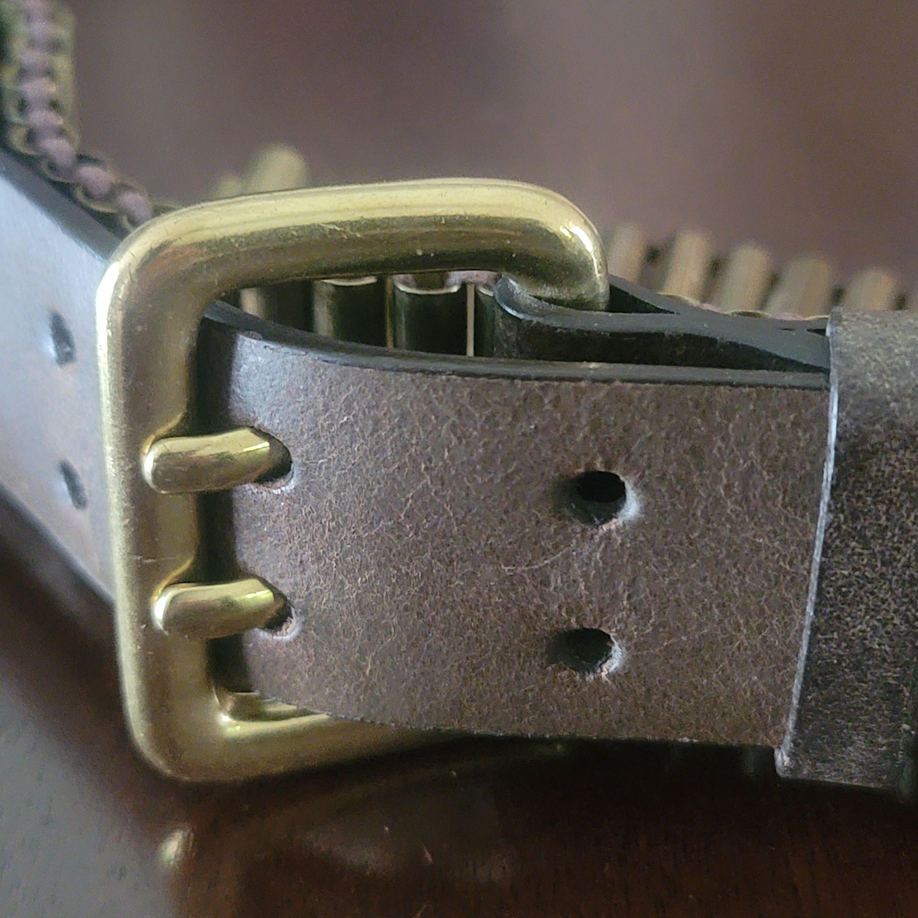 Vintage NY & Company Brass and Brown Decorative Belt Vintage Tan Brown Leather Belt With Brass Buckle (42 Inch  main image 3