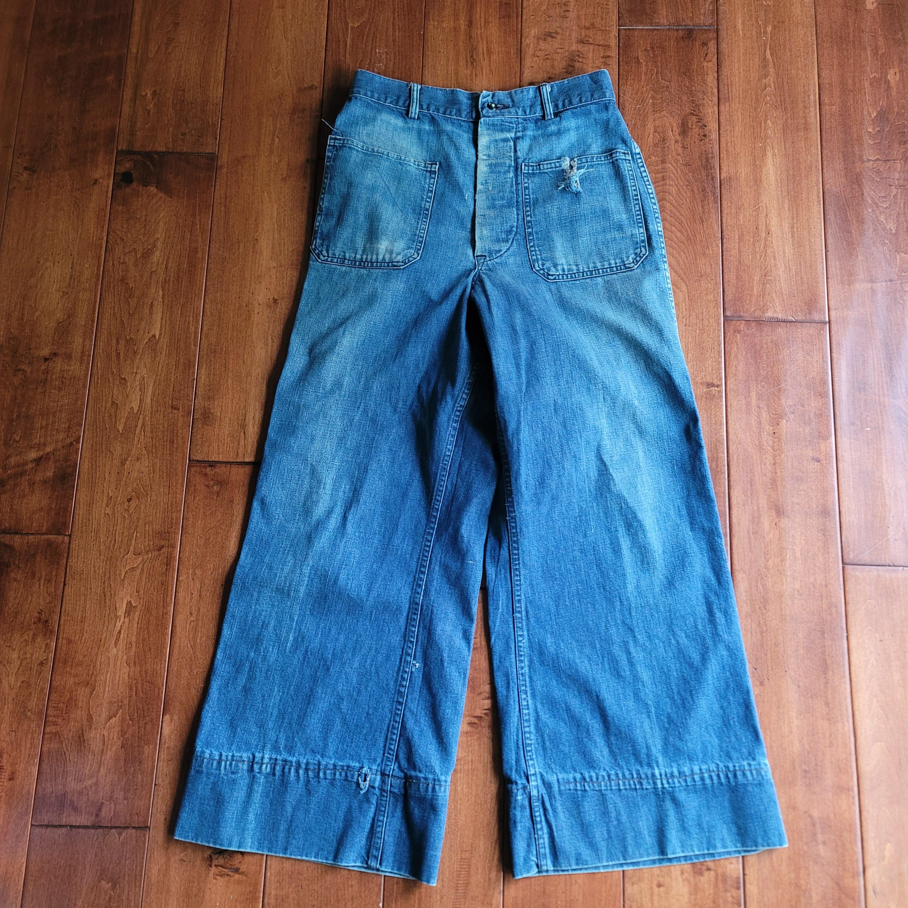 1940s US Navy Dungarees WWII Denim Trousers Distressed Hemmed - Etsy