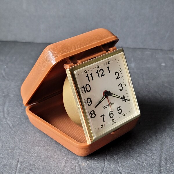 Vintage Westclox Travel Alarm Clock glow in dark hands vintage alarm clock folding alarm clock