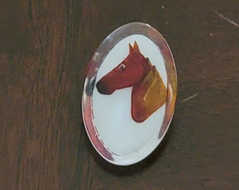 Vintage Acrylic Horse Head Cameo Pin Brooch