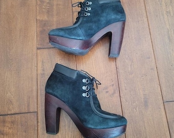 Lucky Brand Cendara Black Lace Up Suede Booties Size 8