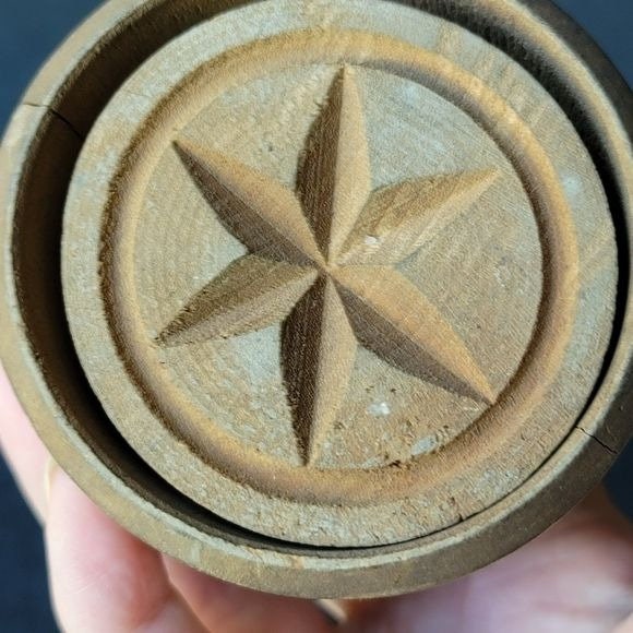 Antique Wood Butter Mold Hand-carved Wheat Pattern Primitive 