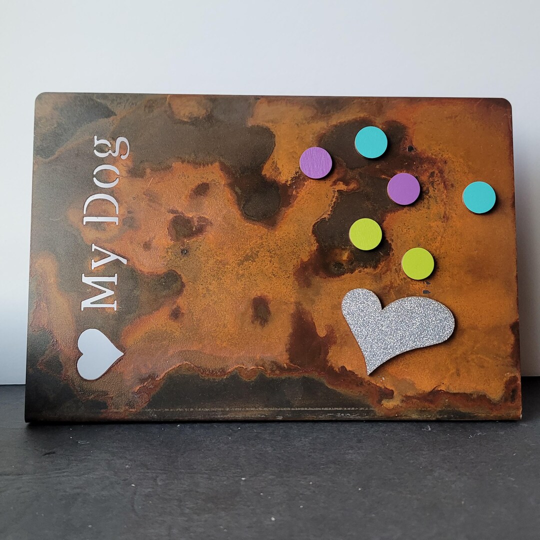 Rusted Metal Magnetic Love My Dog Photo Picture Frame With Magnets ...