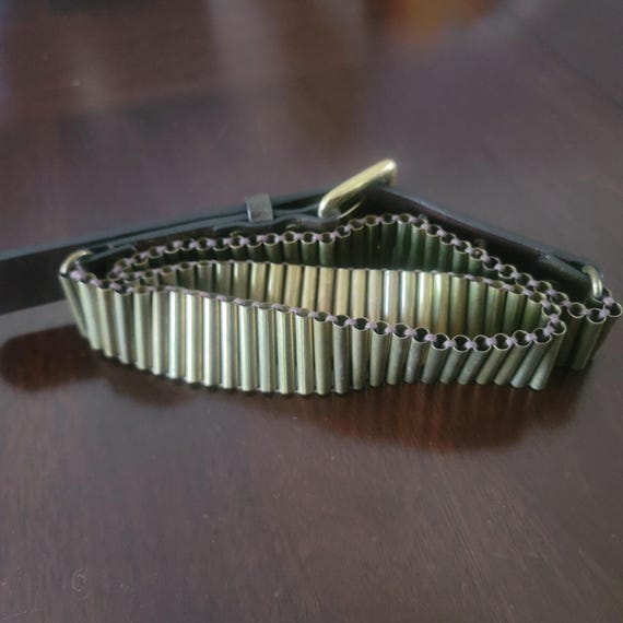 Vintage Brown Leather and Brass Tube New York & Company Belt  display picture 2