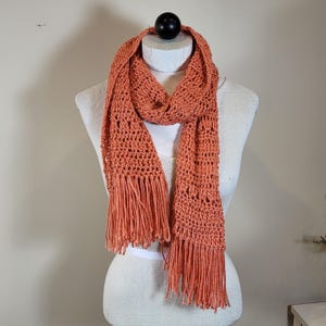 Handmade Orange Rust Winter Neck Scarf with Fringe