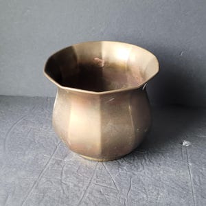 Vintage Brass Planter Round Plant Pot Fluted Cachepot India
