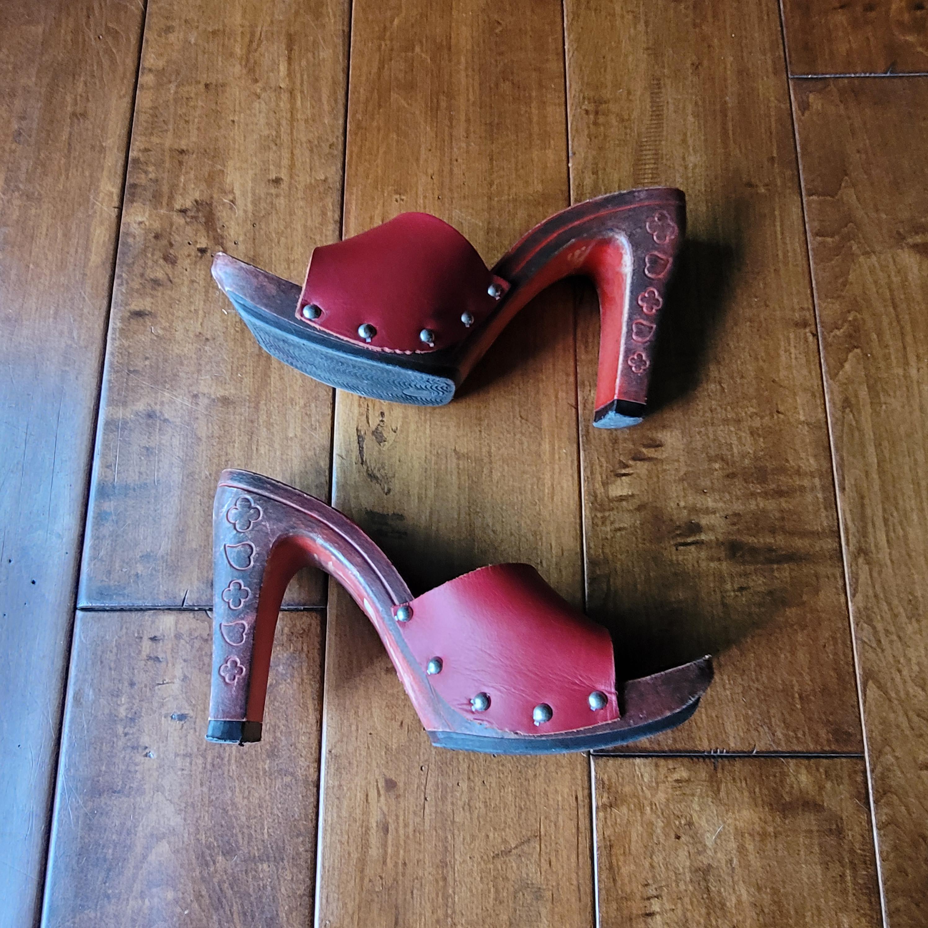 Vintage Wooden Heels - Etsy