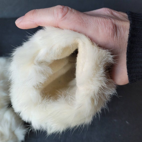 Vintage Real Rabbit Fur and Leather Womens Mitten… - image 4