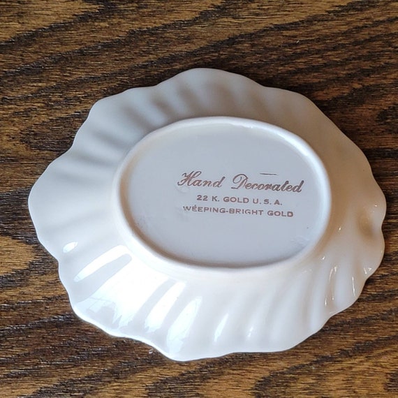Vintage Weeping Bright Gold Trinket Dish 22KT Gold US… Gem