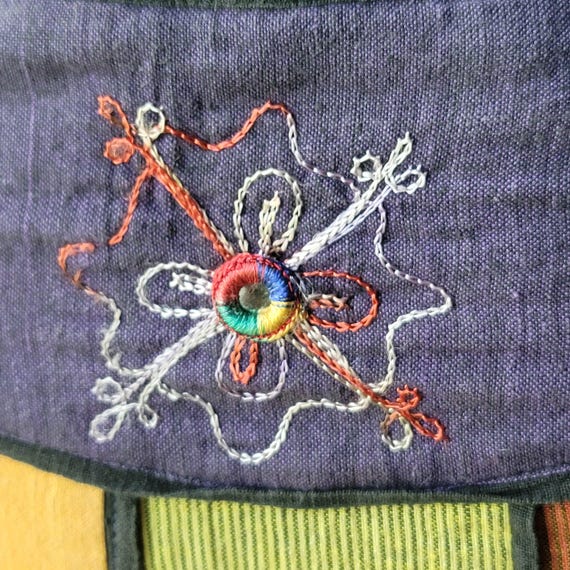 Cotton Embroidered Patchwork Multi Color Mirrored… - image 3