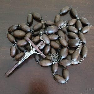 Large Vintage Wall Rosary tombstone monk nun belt prayer beads religious relic catholic shelf table wall decor crucifix