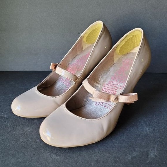 Jellypop Rena Nude Mary Jane Heels Faux Patent Leather Size - Etsy
