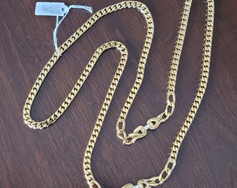 大きなクリアラインストーンが付いた重厚なVCLMゴールドチェーン