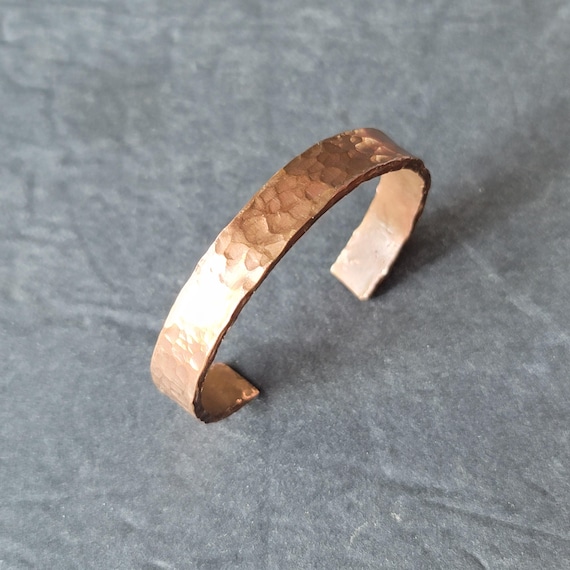 Thick Vintage Hammered Solid Copper Cuff Bracelet - image 3