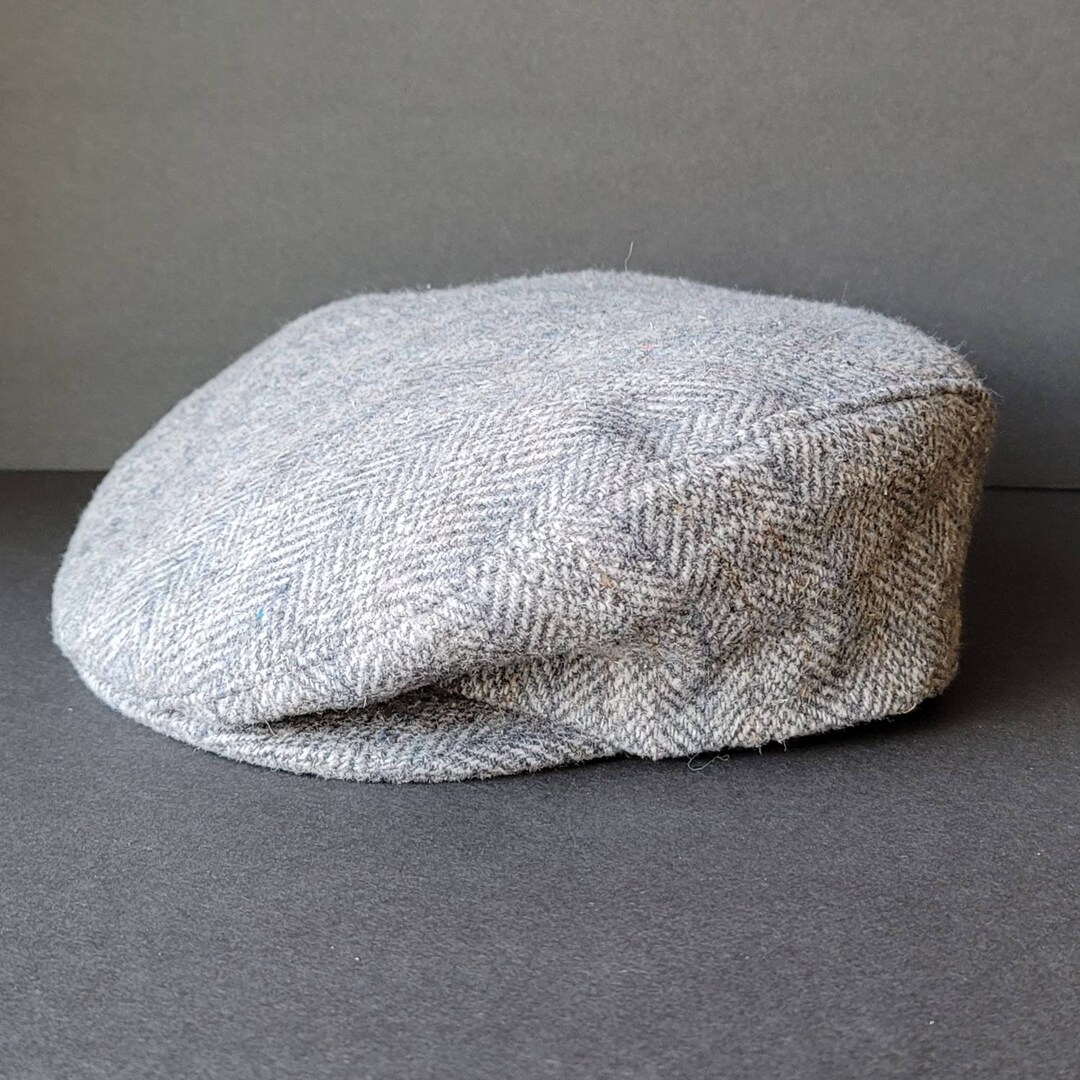 Vintage Stetson Mens Herringbone Flat Cap Black Gray Size Medium Etsy