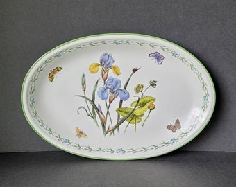 Studio Nova Garden Bloom Oval Serving Plate 12" Oven to Table Platter Iris Butterflies Bee