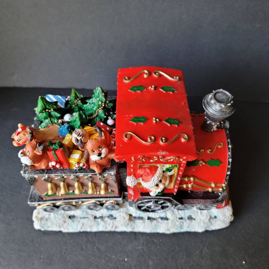 Light up Color Changing Resin Santa Train With Toys and Trees - Etsy