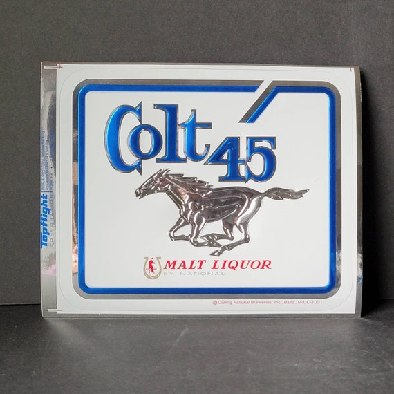 Vintage Colt 45 Malt Liquor Sticker Sign Die Cut Metallic Etsy
