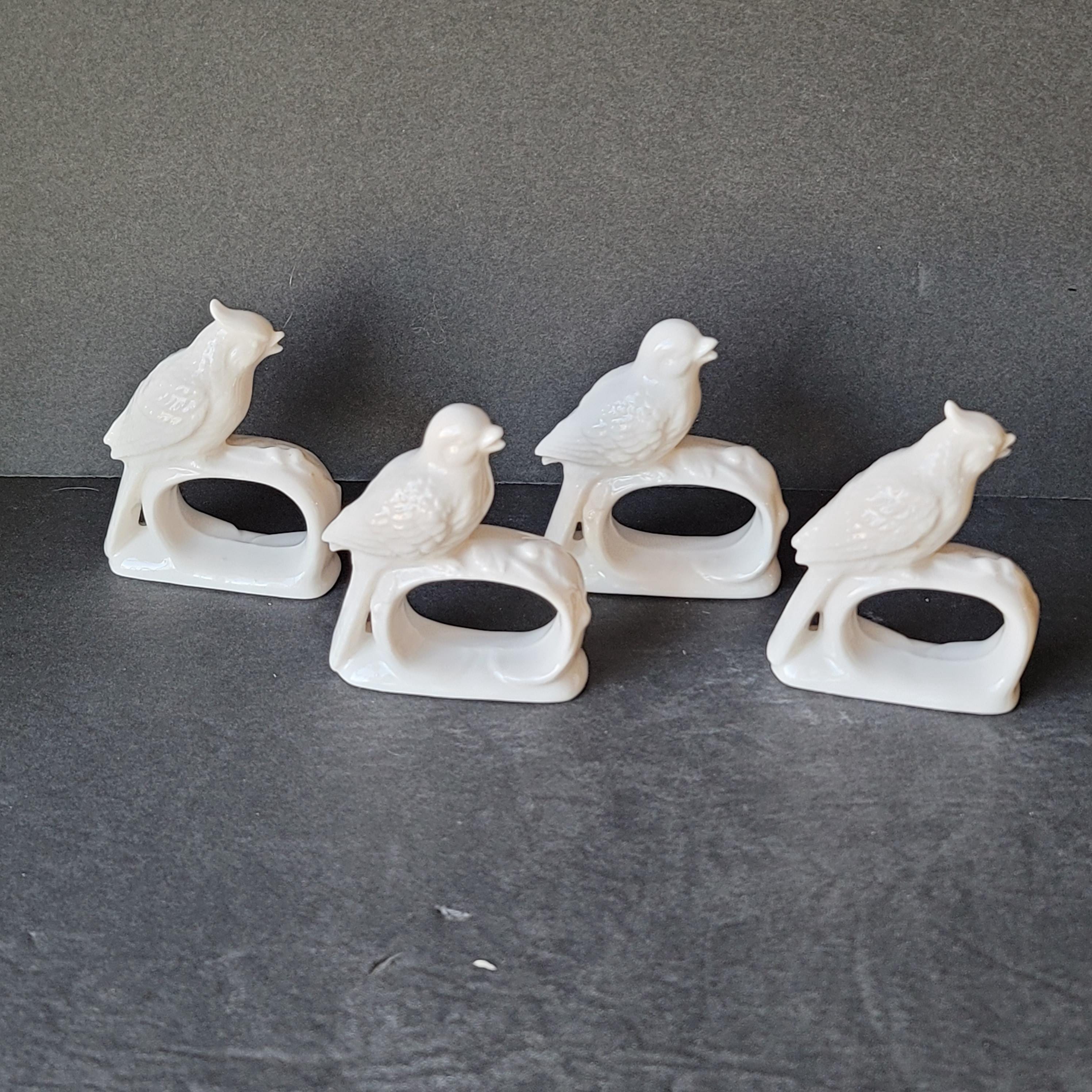 ヴィンテージホワイト磁器製鳥型ナプキンリングホルダー ナプキン