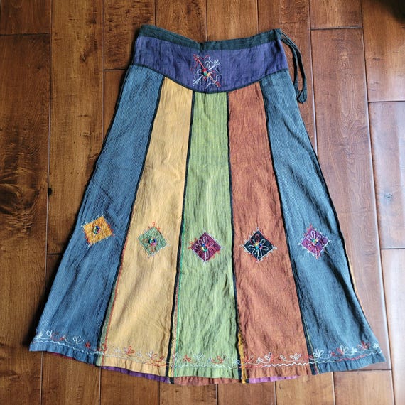 Cotton Embroidered Patchwork Multi Color Mirrored… - image 1
