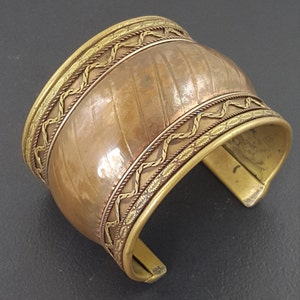 Vintage Chunky Brass and Copper Cuff Bracelet Made in India Mixed Metals Statement Jewelry