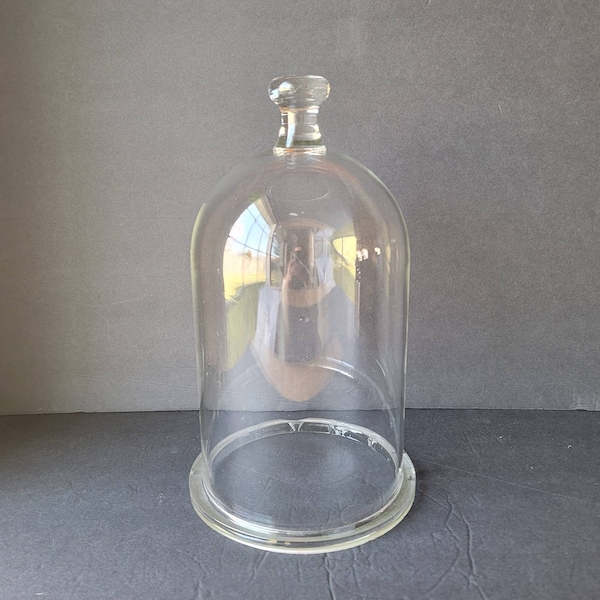 Vintage Large Pyrex Cloche Bell Jar with Top Knob Specimen Taxidermy Halloween Decor
