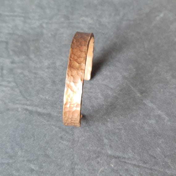 Thick Vintage Hammered Solid Copper Cuff Bracelet - image 2