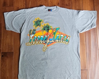 Vintage Graphic Tee Looney Toons Daffy Duck Surfing Size XL Unisex 1994 2 Sided