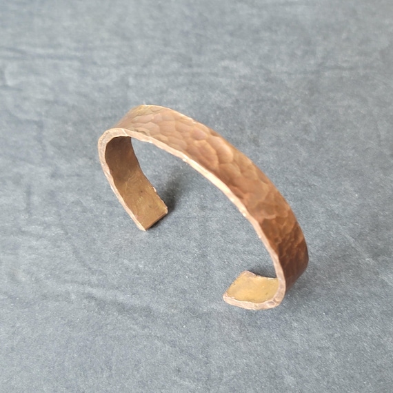 Thick Vintage Hammered Solid Copper Cuff Bracelet - image 1