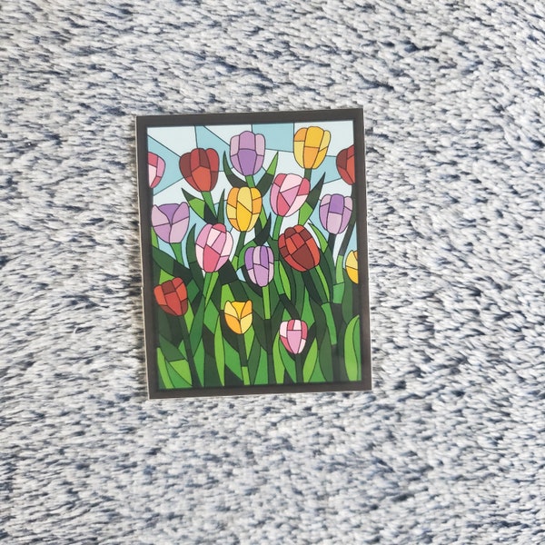 Tulip Stained Glass Window Painting Sticker