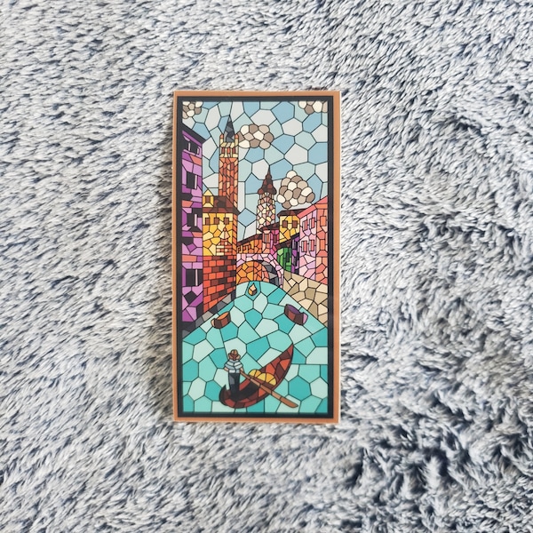 Venice Canal Themed Stained Glass Window Sticker