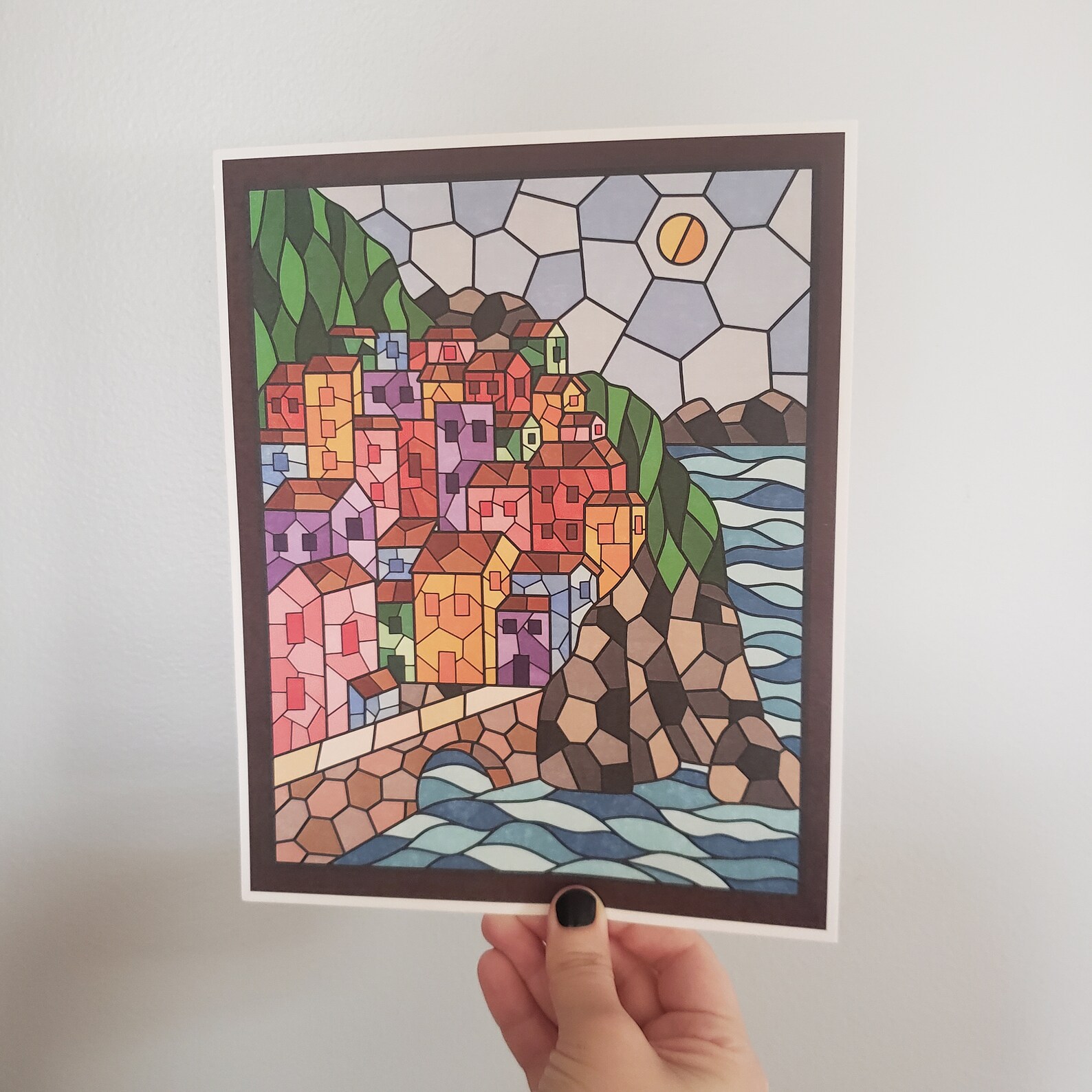 Amalfi Coast Themed Stained Glass Window Print Etsy