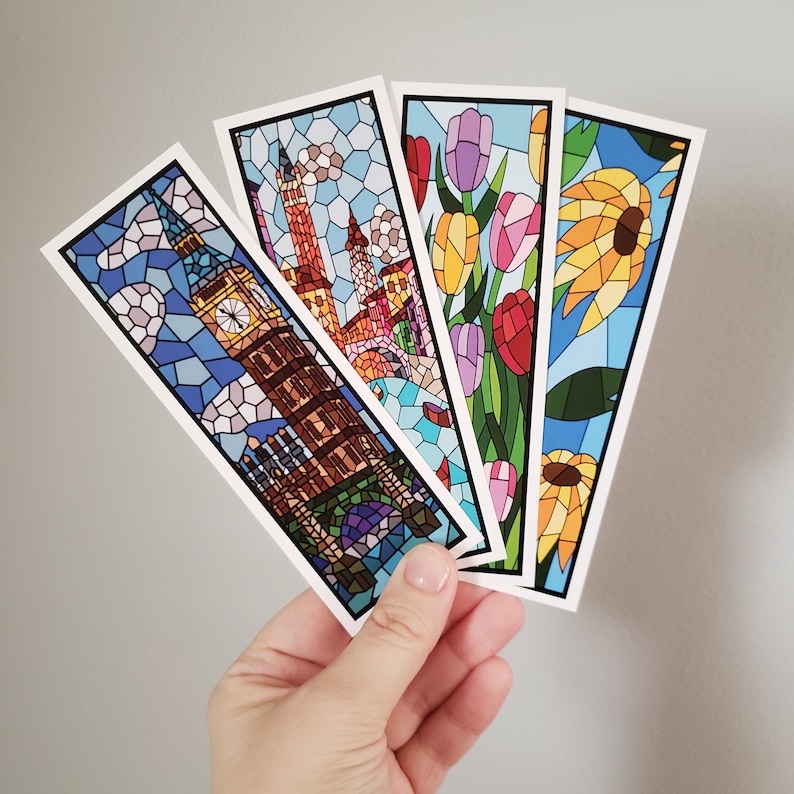 Stained Glass Themed Bookmarks London Venice Tulip Etsy