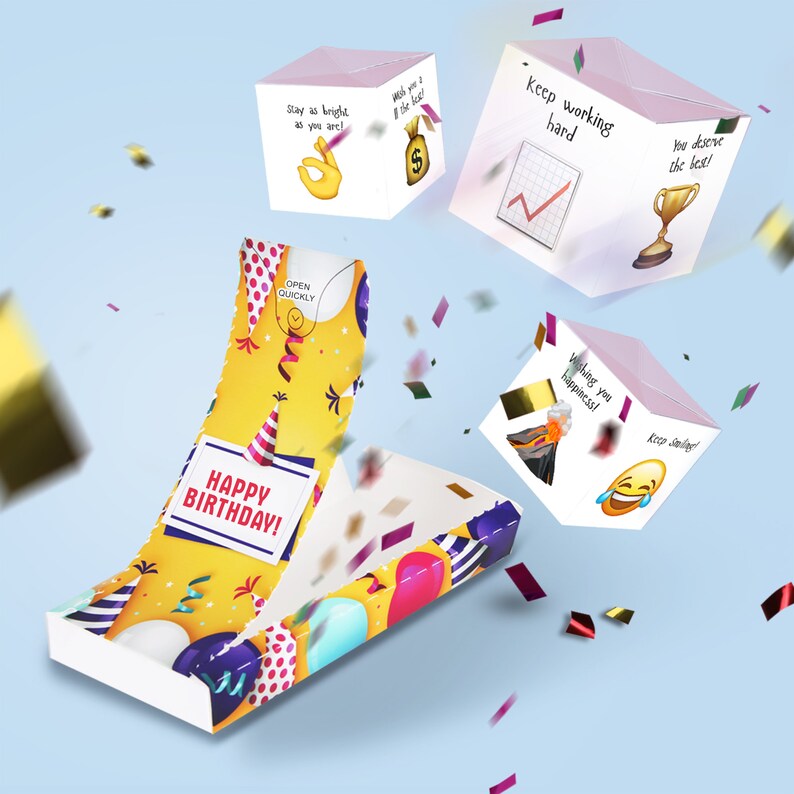 BOOM Congratulation Card funny exploding confetti glitter Etsy